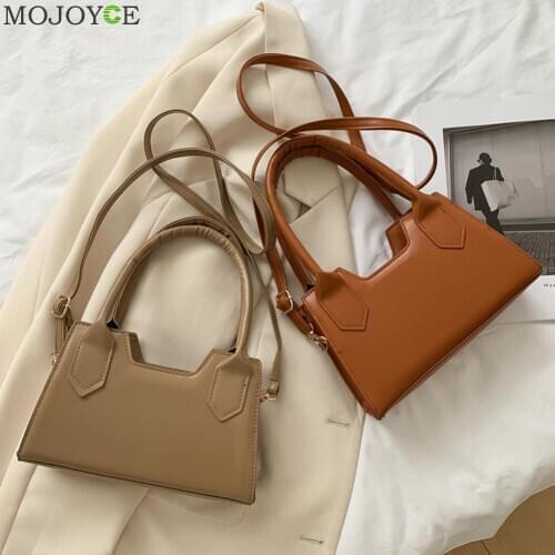 Women Daily PU Leather Crossbody Tote Bags Portable Solid Color Shoulder Handbag Fashion Exquisite Shopping Bag