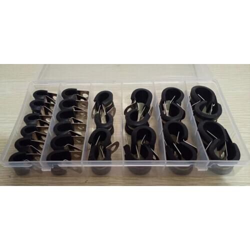 28Pcs 304 stainless steel Rubber Cushion Pipe Clamps Insulated Clamp Assortment Kit (6mm - 16mm) Cable Clamp Pipe C
