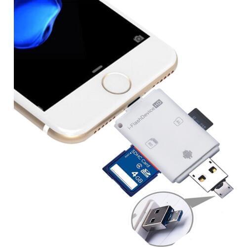 3in1 Micro USB OTG Card Reader Micro SD SDHC TF SD Card For iPhone x xs pro 11 8 6 7 plus/ipad pro air/LG/HTC Andrid OTG Phones