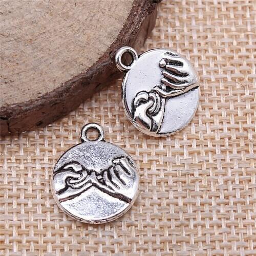 38pcs 14x17mm antique silver Pull hook hook round tag charms diy retro jewelry fit Earring keychain hair card pendant