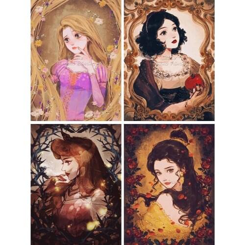 5D Diamond Painting Disney Cartoon Princess Fairy Tale DIY Full Drill Embroidery Cross Stitch Art Mosaic Wall Sticker Home Decor