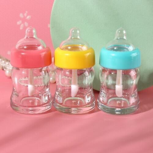 7ml Novelty Milk Bottle Lip Gloss Tube Bottle Empty Lipstick Tube Plastic Transparent Lip Gloss Cosmetic Packaging Container