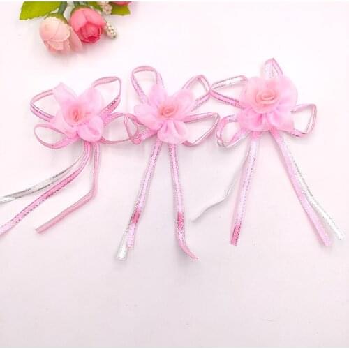 30Pcs 12CM DIY Pink Mesh Bowknot Appliques For Clothes Shoes Hat Headwear Clips Crafts Decor Patches Gift Packing Decoration