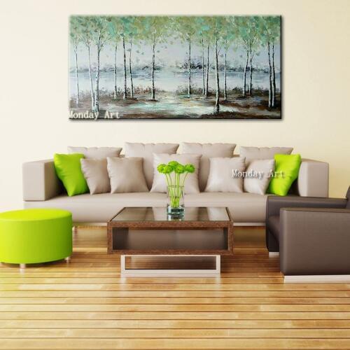 Large Knife Trees painting Handpainted Abstract Landscape Oil Paintings on Canvas Handmade Painting Home Decor Wall Art painting