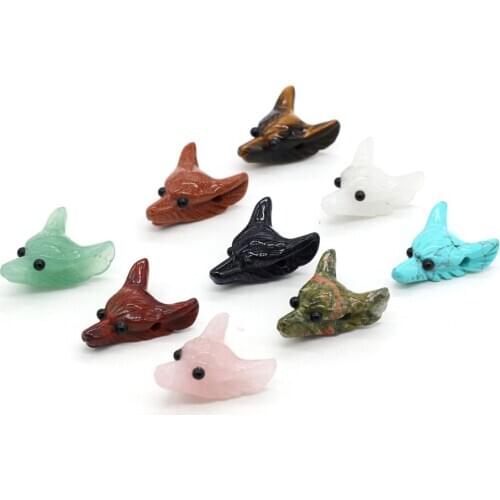 Natural Stone Beads Wolf Head Shape Semi-precious Stones Beads for Jewelry Making DIY Bracelet Necklace Accessories 22x30mm