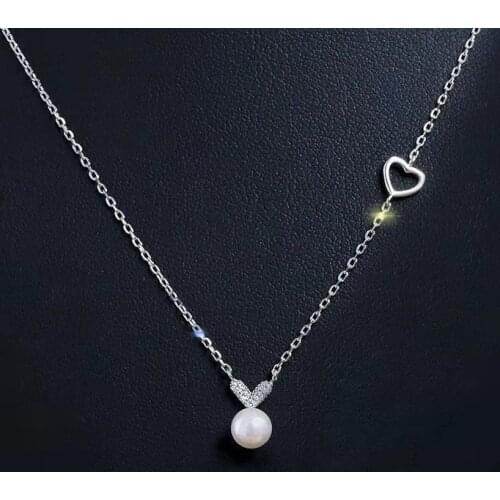 925 Sterling Silver Link Chain Heart Charm Pendent Necklace For Women Girls Party Jewelry Choker Collar dZ586