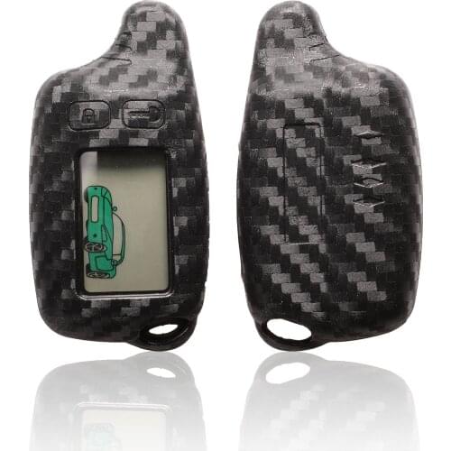 Kutery Carbon Silicone Remote Key Case Cover 3BTN For Tomahaw For Russian 2-way Remote Alarm System Holder Fob Protect Replace