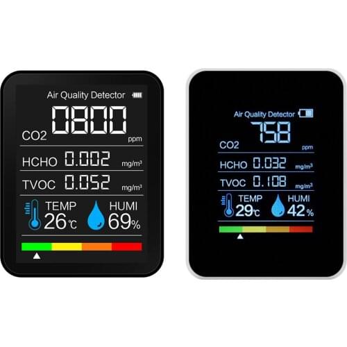 5 in1 CO2 Meter Digital Temperature Humidity Sensor Tester Multifunctional Air Quality Monitor Carbon Dioxide TVOC HCHO Detector