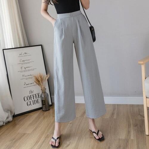 Cheap wholesale 2021 spring summer autumn new fashion casual Popular long women Pants woman female OL wide leg pants Py1477
