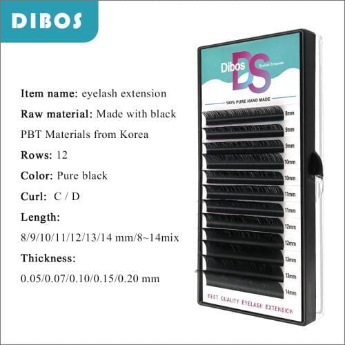 Dibos All Size C/D curl 1 trays Individual natural Mink Eyelash Extension Artificial Fake False Eyelashes materials for eyelash