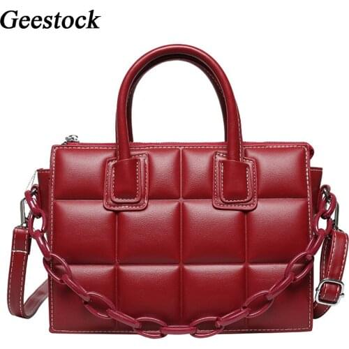 Geestock Women Elegant Plaid Tote Bag Fashion Retro Chain Female Handbag Designer Messenger Luxury Top-Handle Bag
