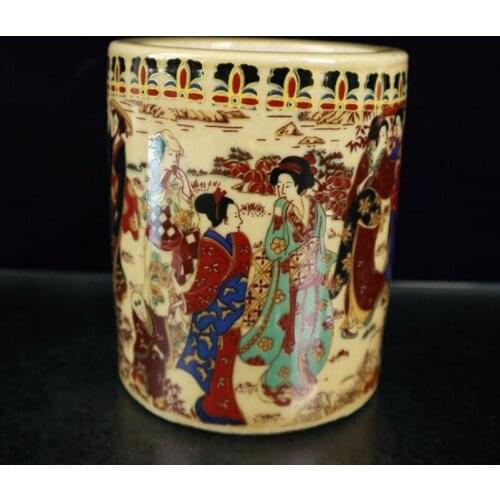 China seiko beauty female ceramic Brush pot crafts statue