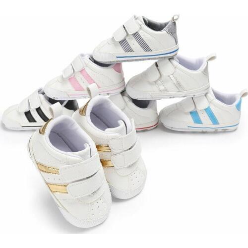 Infant Toddler Soft Sole Hook Loop Prewalker Sneakers Baby Boy Girl Crib Shoes Newborn to 18 Months
