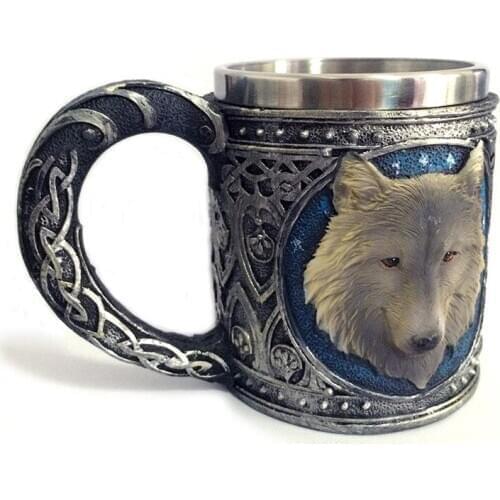 Home office holiday gift wolf king Mug double layer stainless steel wolf coffee cup water cup