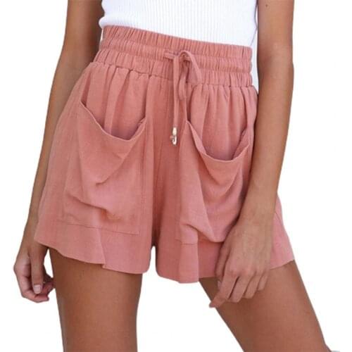 Fashion Women Shorts Sexy High Waist Wide Leg Summer Solid Color Drawstring Shorts Plus Size vetement femme шорты женский 2021