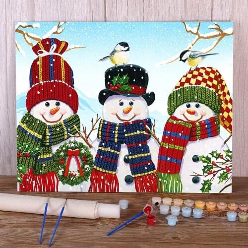 Christmas Snowman DIY Paint By Numbers Package Acrylic Paints 40*50 Boards By Numbers Wall Paintings Crafts Adults Drawing