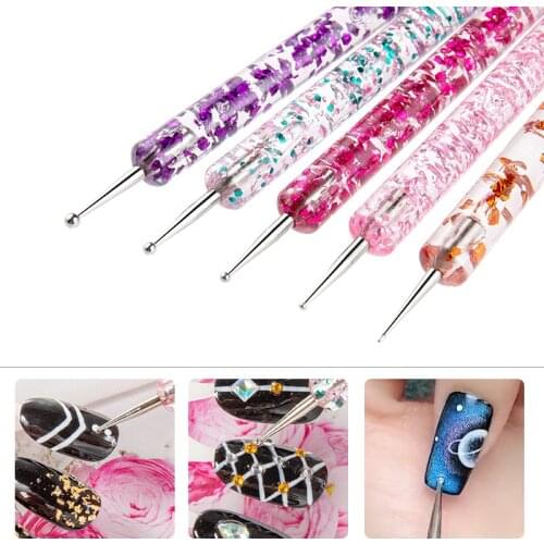 5Pcs /Set UV Gel Painting Nail Art Dotting Pen Acrylic Handle Rhinestone Crystal Salon Decoration Manicure Tools Kit nail kit