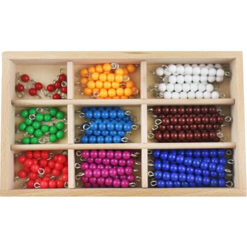 Montessori Math Beads Set Color Bead Bars 1-9 with Box Educational Wooden Toys For Children Juguetes Madera Montessori ML1764H