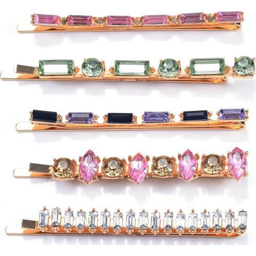 2019 New ZA Hair Jewelry Accessories Party Luxury Crystal Hairpins Women Brand ZA Hair Clips Glass Gem Long Barrettes Girls