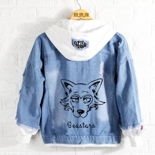 New Spring BEASTARS Regoshi hoodie Anime Wolf rabbit Coat Men Women Fashion Denim Jacket
