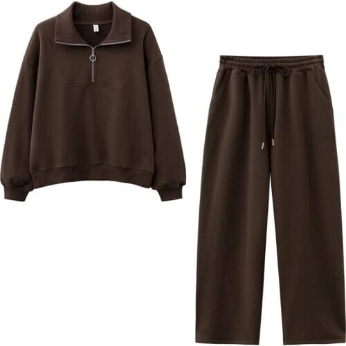 New design 2021 Women fashion sweatshirt sets Casual Spring Summer Wild leg pants suit Cotton