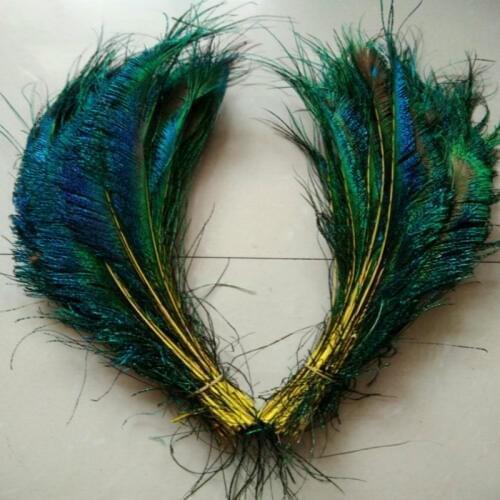 Wholesale beautiful yellow peacock feather sword 10 pcs symmetrical size 30-40 cm 12-16 inches celebration decoration