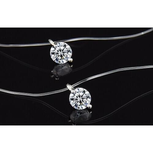 Cubic Star Collier Femme Fishing Line Transparent Invisible Necklace Chain Rhinestone Choker Necklace for Female Women