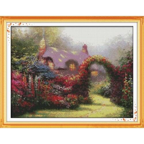 Pastoral Cottage Printing Cross Stitch Kit Pattern Traditional Embroidery 11CT 14CT Needlework Crafts Home Decoration Painting