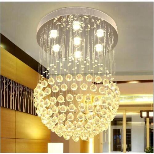 Pendant light K9 Crystal GU10 LED bulb 110V/220V led bulb Pendant lamp Round base 60cm free shipping
