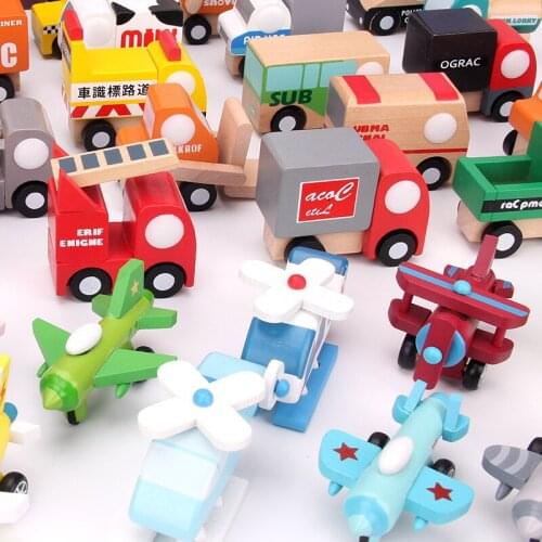 Movable 12pcs Set Mini Aircraft Car Model Toy Engineering Vehicle Transportation Childrens Educational Early Learning Toys
