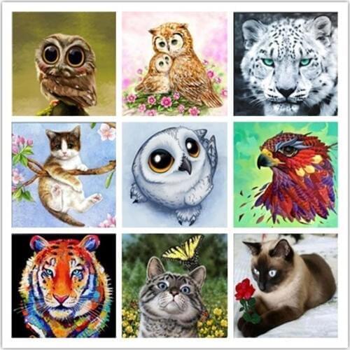 Full Square 5D DIY Diamond animal dog cat tiger Eagle owl leopard butterfly Diamond Embroidery Cross Stitch Mosaic Sticker Gift