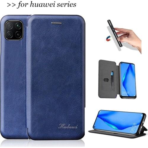 Luxury leather flip case For Huawei P40 Lite e p40 pro stand wallet phone Coque cover For Huawei p30 lite p20 pro p20lite case
