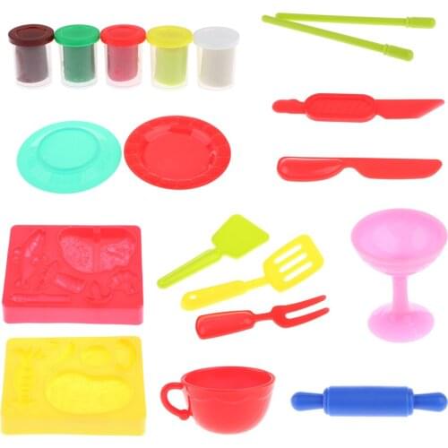 DIY Teppanyaki Modeling Dough Clay Molding Tool Tableware Set Kid Pretend Play Food