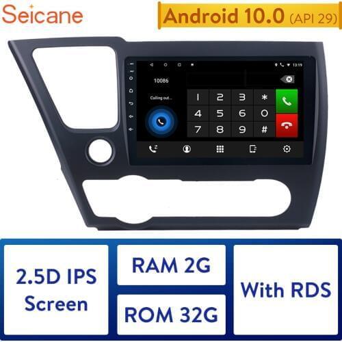 Seicane 9 inch Android 10.0 Car GPS for 2014 2015 2016 2017 Honda Civic Navigation Radio Stereo Unit Player support DVR OBD 3G