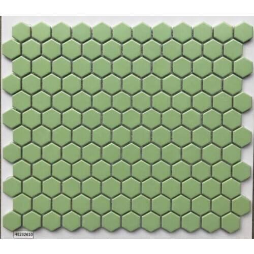 Fresh green matt surface cute hexagonal ceramic mosaic tile rwall sticker for kitchen backsplash bathroom room deco