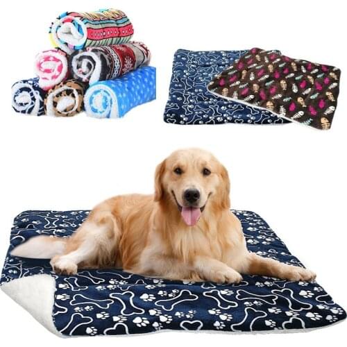 Warm Pet Dog Bed Mat Blanket Paw Print Puppy Cat Fleece Beds Christmas Sleeping Blanket Chihuahua Teddy Bichon Snowflake Mata