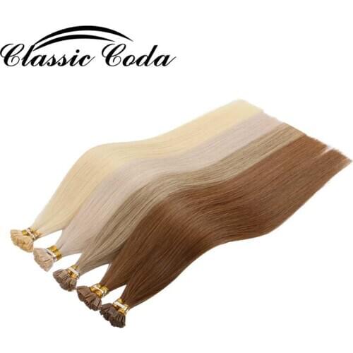 Classic Coda 160g 0.8g/pc 18" 16" Blonde Remy Flat Tip Human Hair Extension Straight Capsules Keratin Pre Bonded Hair Extension