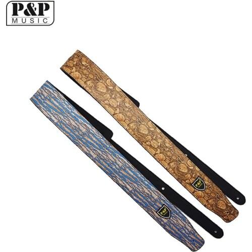 Muse-P P High quality Tree Lines Leather Guitar Strap For Acoustic Electric Folk Guita solid and durable acoustic guitarra strap