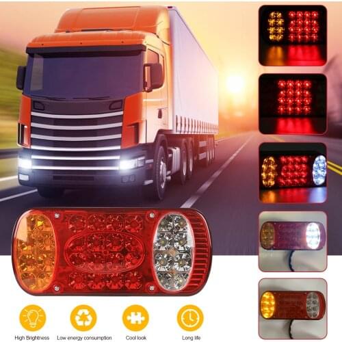 1PC 12V-24V 32 LED Car Truck Tail Light Taillight Rear Stop Brake Lights Signal Indicator For Trailer Truck Lorry Caravans Van