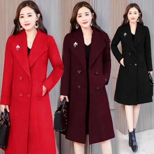 Autumn and winter female wear new Korean version of the slim slimming woolen coat long temperament Double sided woolen coat