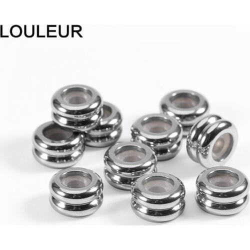 10pcs/lot 9mm Stainless Steel Silicone Anti-slip Double Layers Spacer Loose Beads for DIY Charms Bracelet Jewelry Accessories
