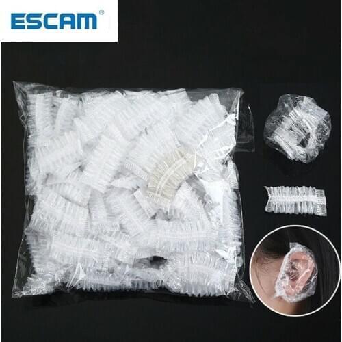 100 Pcs Thickened Disposable Plastic Waterproof Ear Protector Cover Caps Salon Hairdressing Dye Shield Earmuffs Shower Tool