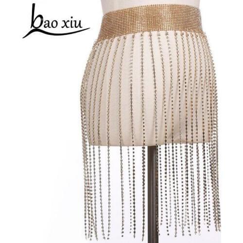 2019 Sexy Crystal Tassel Belts Women Luxury Diamonds Chain Waist Belt Night Club Charming Party Crystal Skirt Belly Waist Belt
