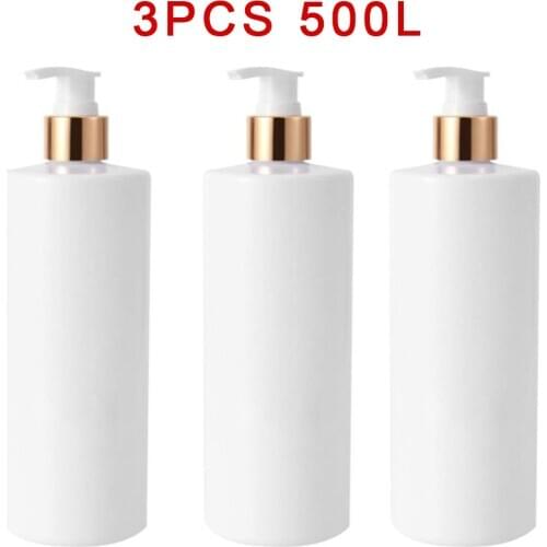 3PCS 500ml PET Empty Refillable Shampoo Lotion Bottles With Pump Dispensers Empty Bottles Bathroom For Traveling