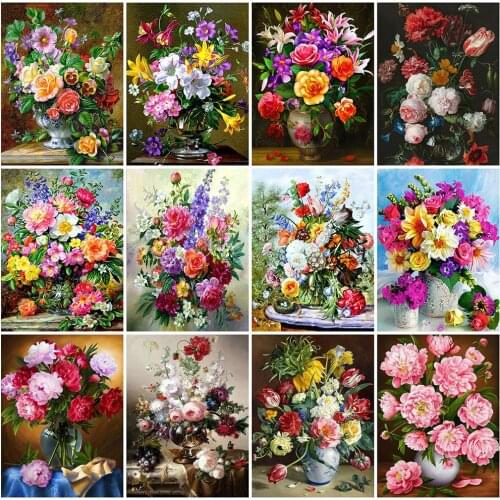 5D DIY Diamond Painting Flower Cross Stitch Kits Diamond Embroidery Rose Full Square Diamond Mosaic Home Decoration
