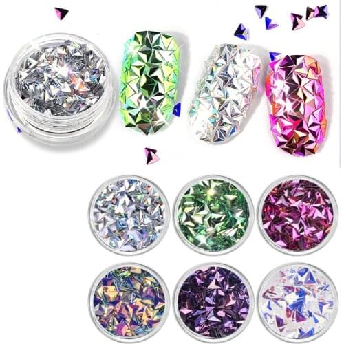 6 Colors/set Chameleon AB Color Nail Sequins Triangle Rhombus Colorful Glitter Flakes Paillette Manicure 3D Nail Art Decoration