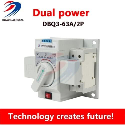 2P 63A Dual Power Automatic transfer switch ATS Rated voltage 220V /380V Rated frequency 50/60Hz MCB type
