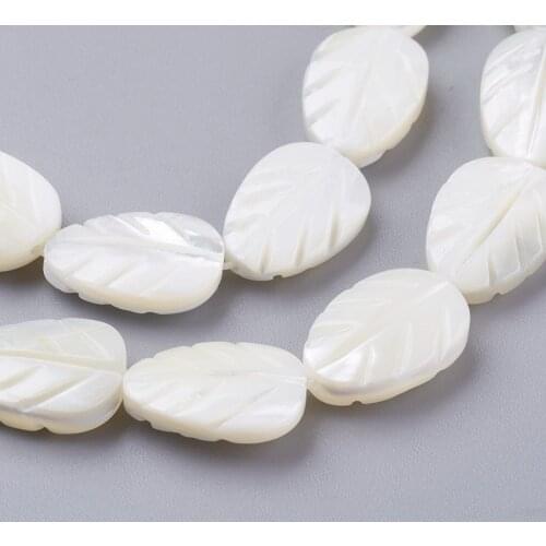 2 Strand Creamy White Natural Trochid Trochus Shell Beads Strands Leaf Shape for DIY Bracelet Necklace Jewelry Making Decor