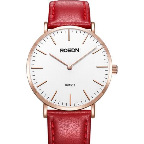 New Womens Watches Luxury Brand ROSDN Japan Quartz Movement Waterproof Clock Women Genuine Leather Strap Couples Watches R3603W