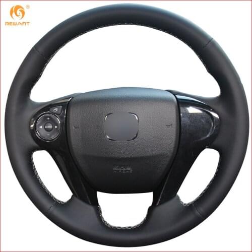 MEWANT Black Genuine Leather Car Steering Wheel Cover for Honda Accord 9 Odyssey Crosstour 2013-2016 Pilot 2017 2018 Accessories
